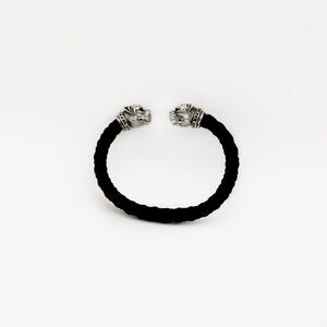 Scott Kay Unkaged 925 Braided Black Leather Bulldog Cuff Bracelet